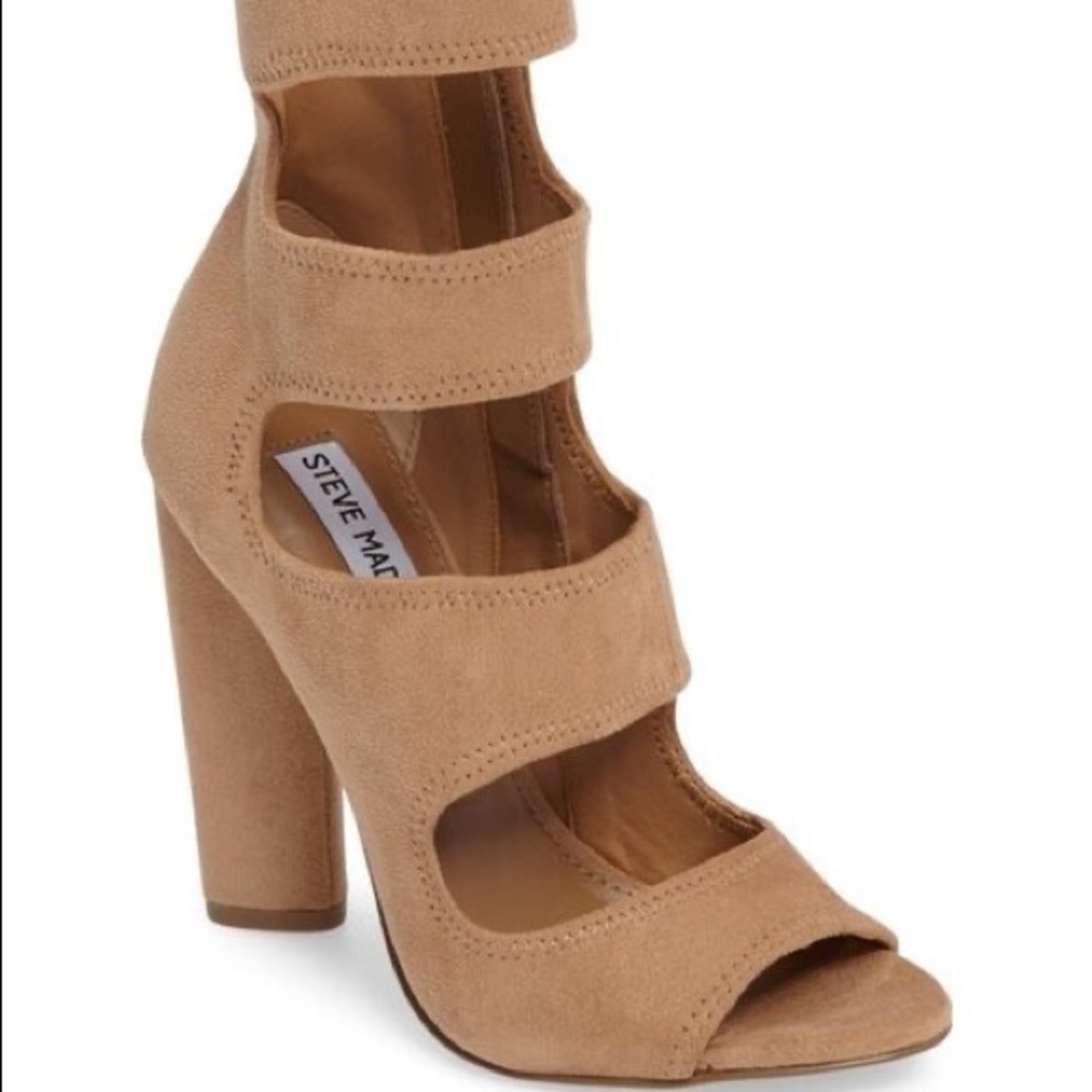 Steve Madden Tawnie Tan Suede Caged Heels